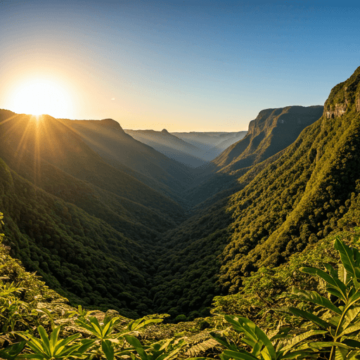 Paisagem das montanhas do Itajaí ao entardecer